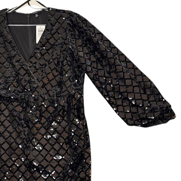 Torrid Black Sequin Velour Midi Dress Pockets Size 12 Cocktail Party Holiday - Picture 6 of 16